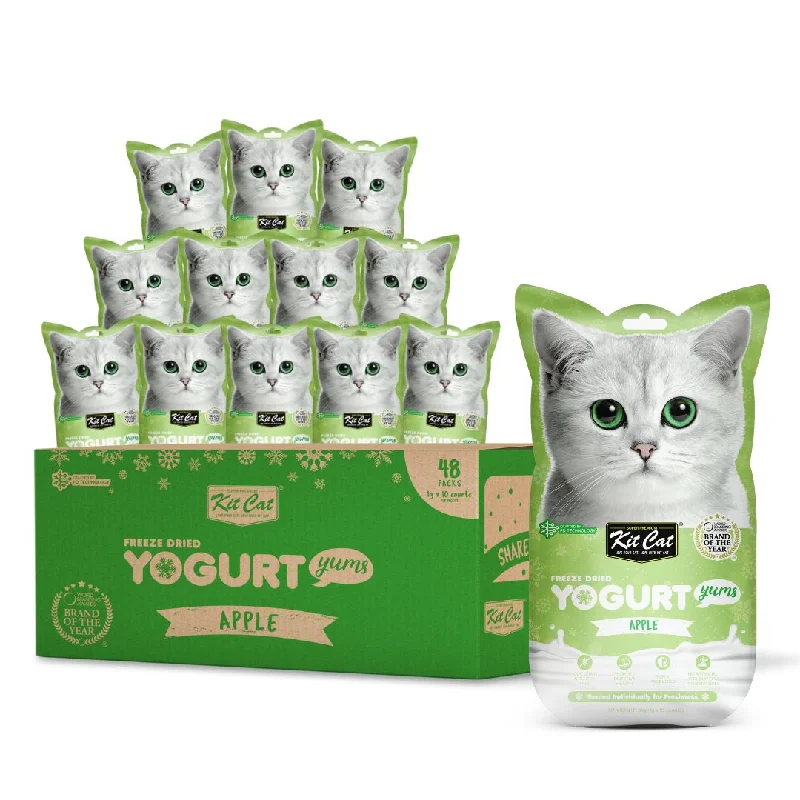    - Natural ingredient cat food  Dog clothes- Pet toy safety reviews   - Natural ingredient cat food   -Fish-containing dog food[CTN OF 48] Kit Cat Freeze Dried Yogurt Yums Cat Treat - Apple (10pcs/pkt)