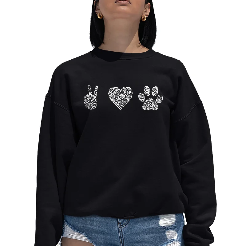 - Cat anti-jump window safety netPet Clothes- Cat scratching board toy recommendationsCat Food-Grain-free dog food recommendationPeace Love Dogs  - Women's Word Art Crewneck Sweatshirt