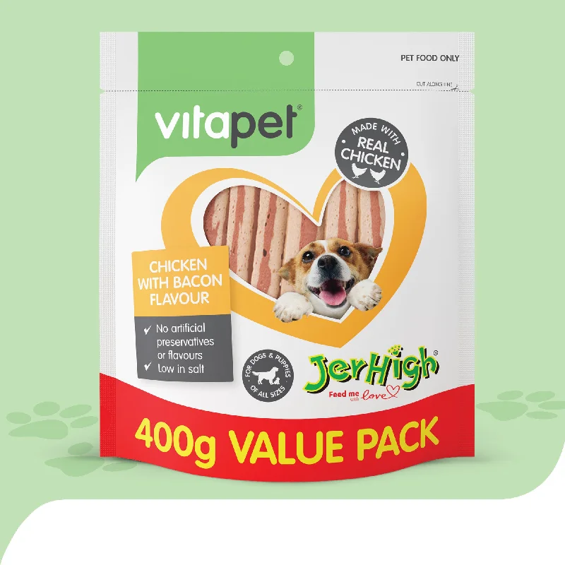 - Dog food for pregnancy and lactationPet Clothes- Indoor pet toy recommendations5. **Health and Nutrition**  - Dog food for pregnancy and lactationVitaPet - JerHigh Chicken Bacon Strips Dog Treats (400g)