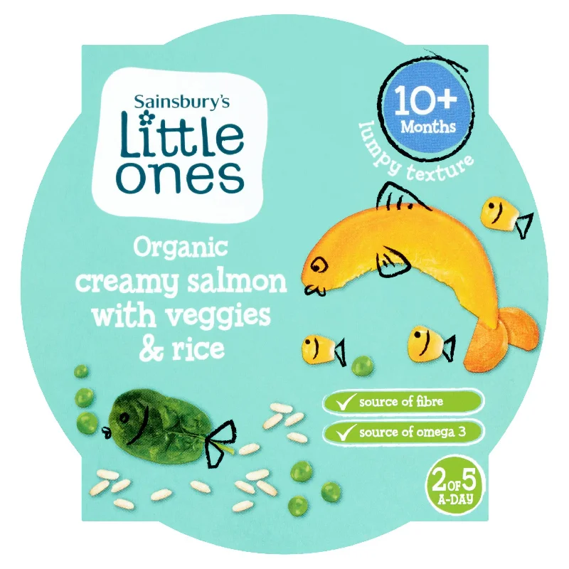 - Teething and chewing toys for puppiesPet sun protection clothes- Pet toy safety reviews   - Digestive care cat food  - Hypoallergenic dog foodSainsbury's Little Ones Organic Creamy Salmon with Veggies & Rice 10+ Months 190g