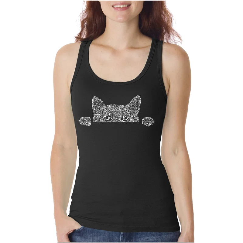 - Automatic induction pet water dispenserCombined with specific occasions:- Parrot toy selection   - Recommended online stores for cat food  - Special food for puppiesPeeking Cat  - Women's Word Art Tank Top